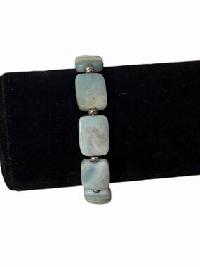 Amazonite Stretch Bracelet Aqua Natural Stone Beaded Bracelet | Boho Minimalist